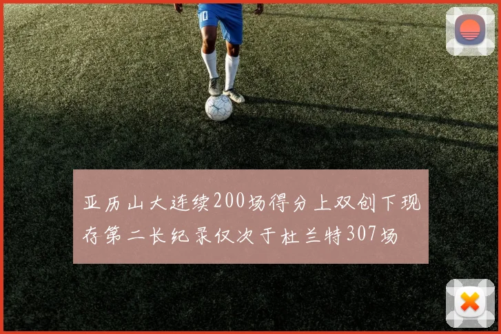 亚历山大连续200场得分上双创下现存第二长纪录仅次于杜兰特307场